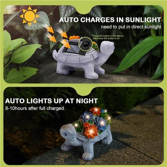 Turtle Birthday Gifts for Mom: Solar Garden Statues with 7 Led Lights - Picture 2 of 7